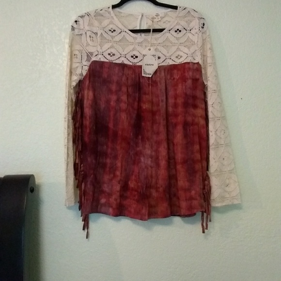 Entro lace tie-dye tassel side boho long sleeve - Picture 7 of 8